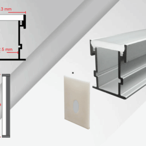 CA-1225-P2, 2M CANALETA PERFIL ALUMINIO PARA PISO, PC FROST, 22x26 MM EMPOTRAR