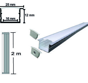 CA-1613-E, 2M CANALETA PERFIL ALUMINIO FROST TA <=14W/M EMPOTRAR