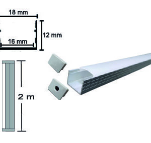 CA-1613-S, 2M CANALETA PERFIL ALUMINIO FROST TA 7-14W/M SOBREPONER