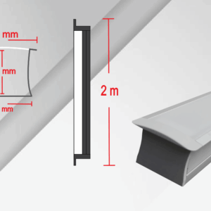 CA-2020-E2, 2M CANALETA PERFIL ALUMINIO FROST TIRA 7-22W/M EMPOTRAR