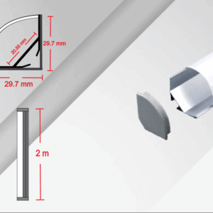 CA-2030-45-2, 2M CANALETA PERFIL ALUMINIO TIRA 7-22W 45° CAJILLO