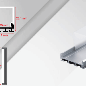 CA-2323-S, 2M CANALETA PERFIL ALUMINIO SOBREPONER CUBIERTA FROST