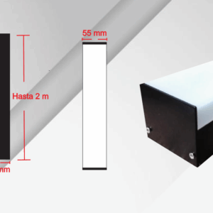 CA-5550-N, 2M CANALETA PERFIL ALUMINIO NEGRO P/TIRA 7-30W/M SUSPENDER