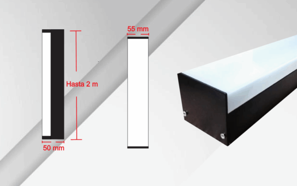 CA-5550-N, 2M CANALETA PERFIL ALUMINIO NEGRO P/TIRA 7-30W/M SUSPENDER