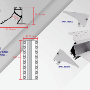 CA-BM-2034-Y1, 1M PERFIL BAÑADOR DE MURO 7,8,9,14 Y 22W ENYESAR