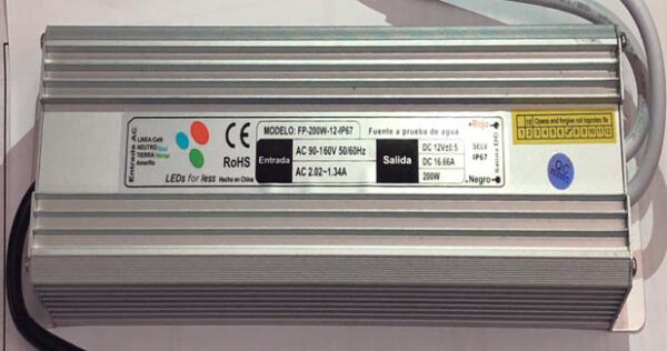 FPA-200W-12-IP67, FUENTE DE PODER 200W, 220VCA A 12VDC, IP67