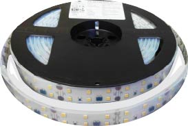 TA-28x120-30W-30, 5MTS TIRA LED 30W/M, 120x2835, 127V, 3000°K, IP65, ATENUABLE, CORTE CADA 5CM