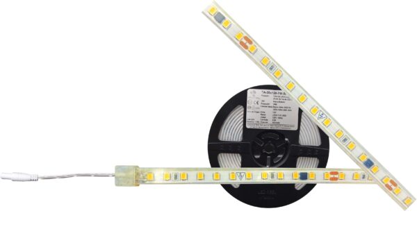 TA-28x120-7W-60, 5MTS TIRA LED 7W/M, 120x2835, 127V, 6000°K, IP65, ATENUABLE, CORTE CADA 10CM