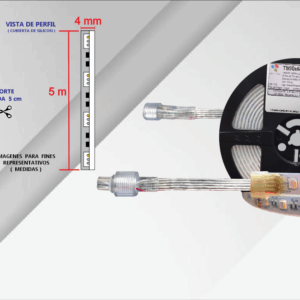 TB50x60RGBW+3014, 5M TIRA LED 14.4W/M, 60x5050,12V, IP67, RGBW 3000°K, CORTE CADA 5CM